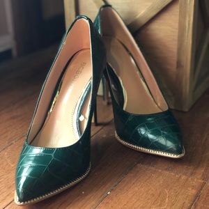 Dark Green Crocodile Heels